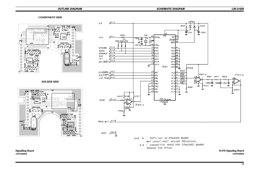 Ericsson LBI-31629B Component Side Solder Side, Signalling Board, M-PDSignaling Board, Outline Diagram, Schematic Diagram 