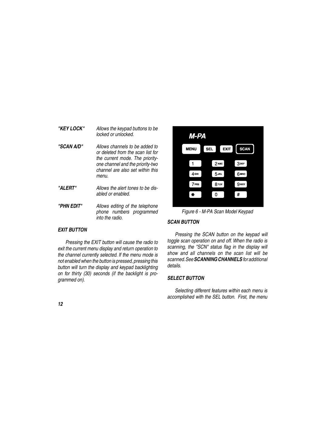 Ericsson LBI-38377E manual Select Button 