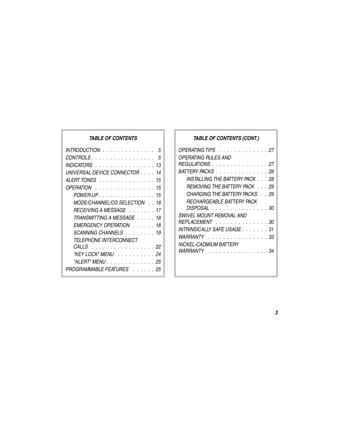 Ericsson LBI-38377E manual Table of Contents 