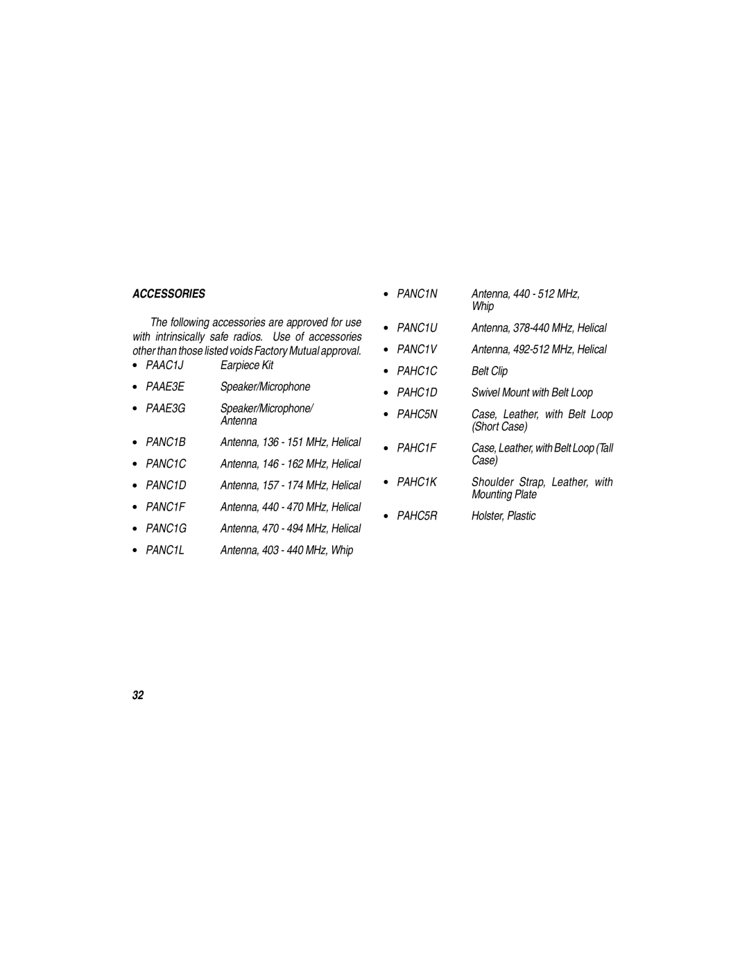 Ericsson LBI-38377E manual Accessories 