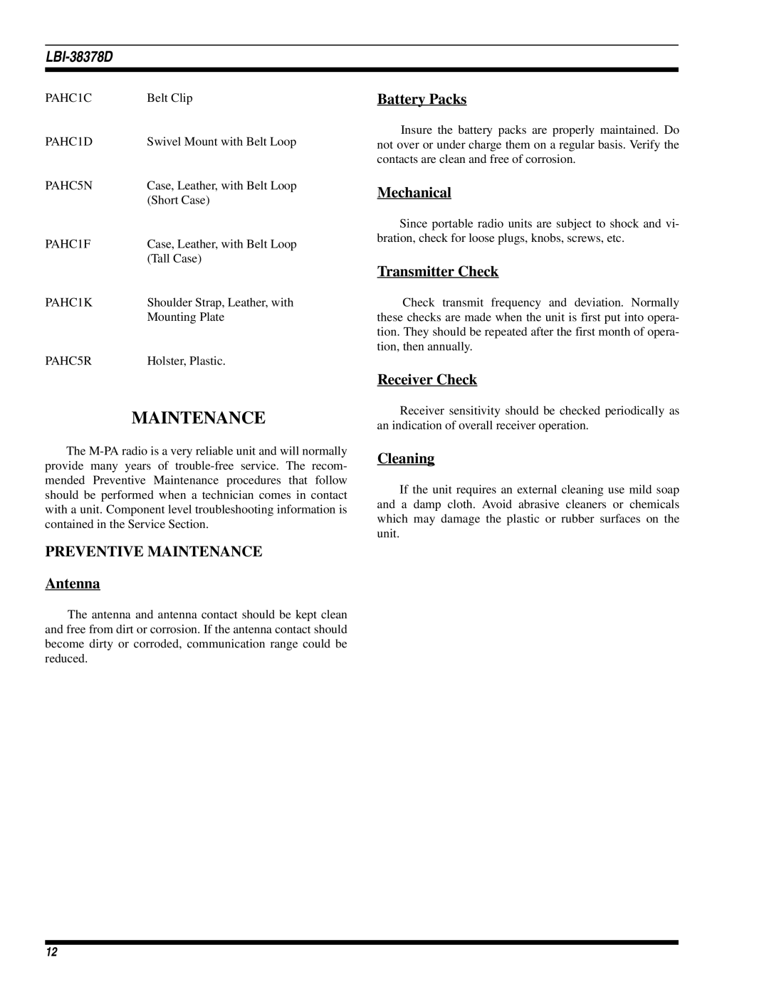 Ericsson LBI-38378D manual Preventive Maintenance 