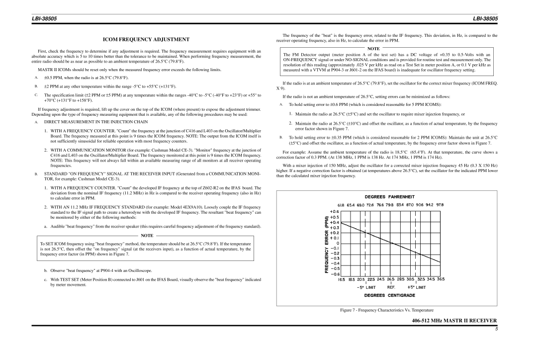 Ericsson LBI-38505A manual Icom Frequency Adjustment, Direct Measurement in the Injection Chain 