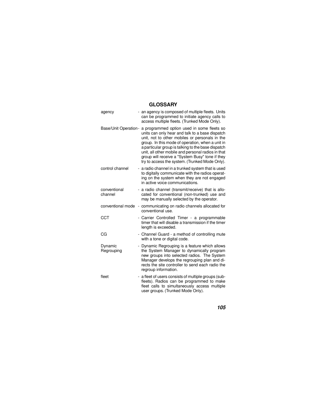 Ericsson LBI-38732E manual Glossary, 105 