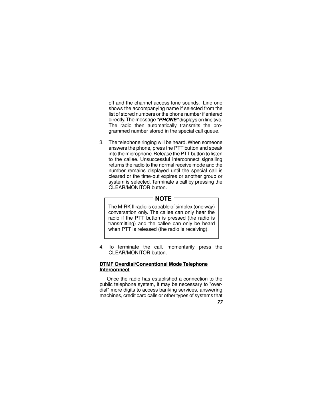 Ericsson LBI-38732E manual Dtmf Overdial/Conventional Mode Telephone Interconnect 