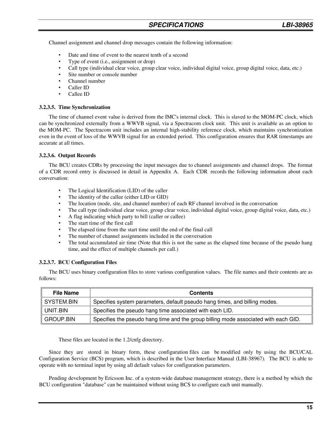 Ericsson LBI-38965B installation manual File Name, Contents 