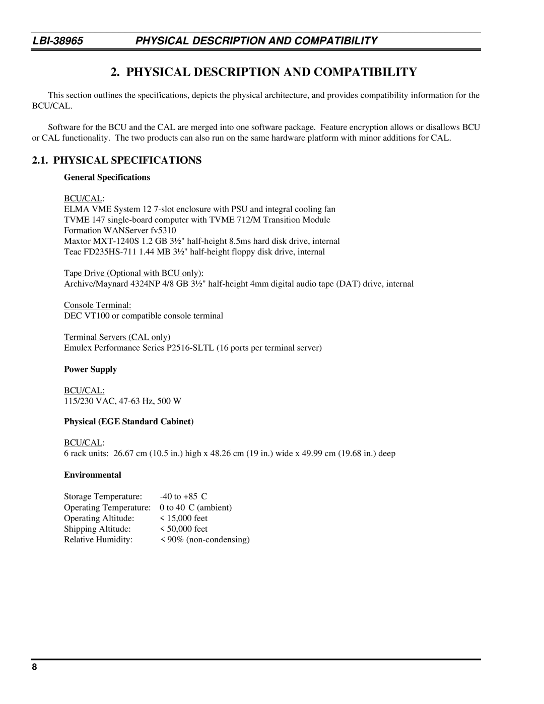 Ericsson LBI-38965B installation manual Physical Description and Compatibility, Physical Specifications 