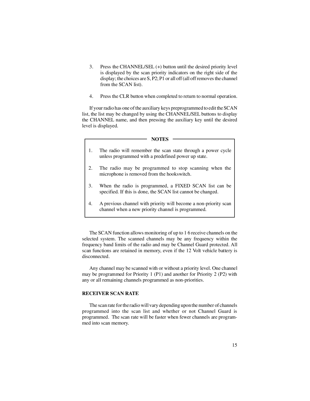 Ericsson LBI-39012A manual Receiver Scan Rate 