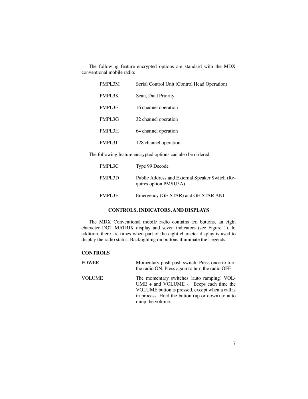 Ericsson LBI-39012A manual CONTROLS, INDICATORS, and Displays, Controls 