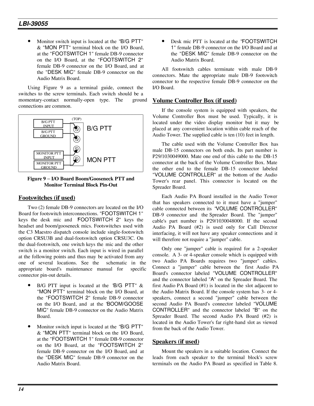 Ericsson LBI-39055 manual Footswitches if used, Volume Controller Box if used, Speakers if used 