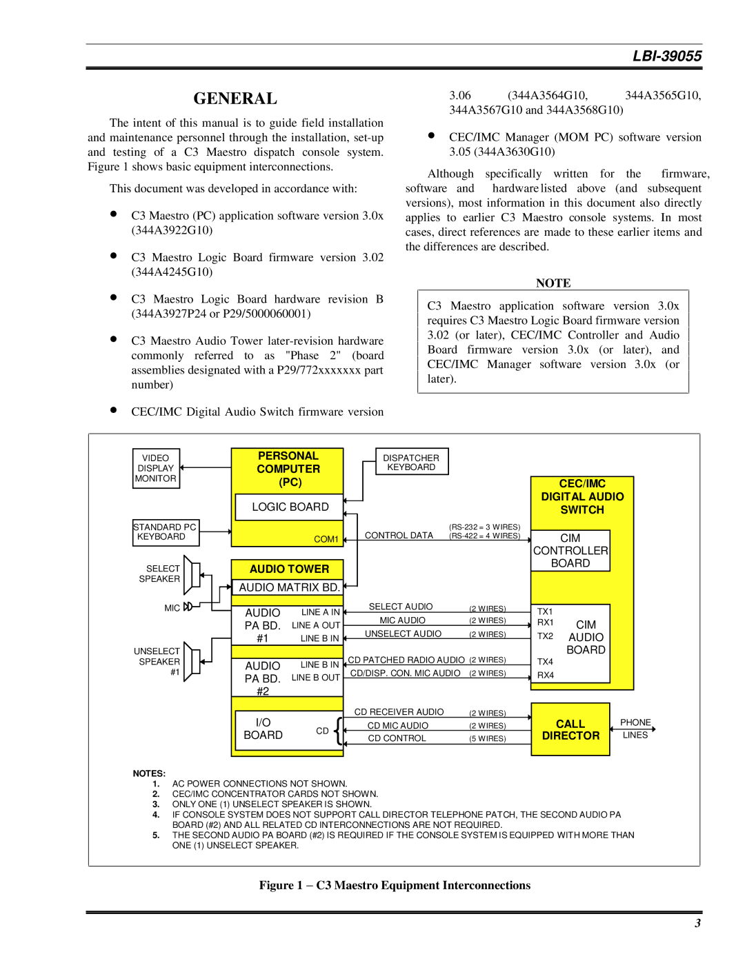 Ericsson LBI-39055 manual General, C3 Maestro Equipment Interconnections 