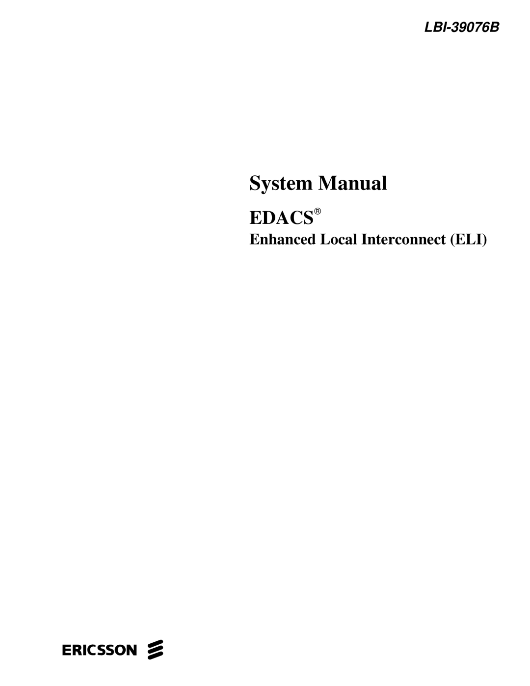 Ericsson LBI-39076B system manual System Manual 