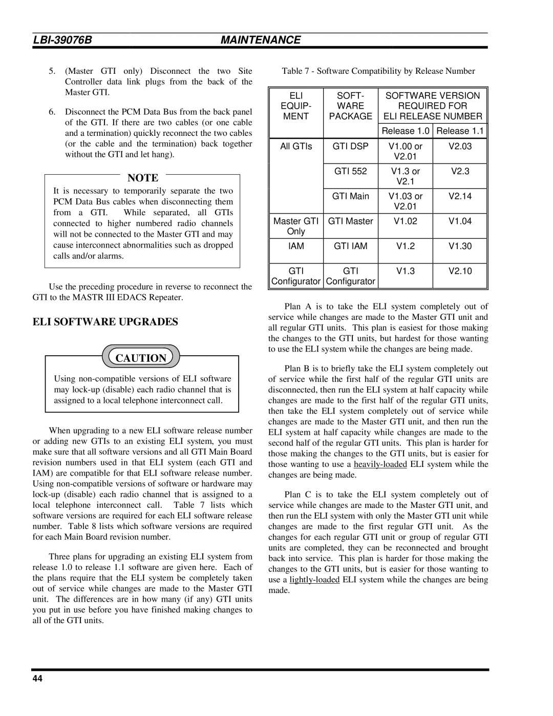 Ericsson LBI-39076B system manual ELI Software Upgrades, Gti Dsp 