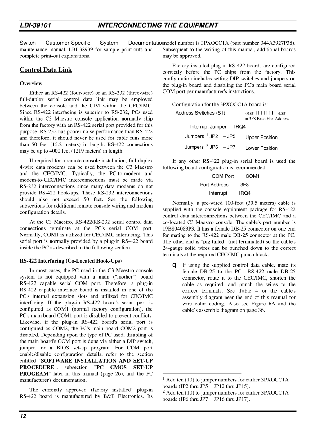 Ericsson LBI-39101A manual Control Data Link, Overview, RS-422 Interfacing Co-Located Hook-Ups 