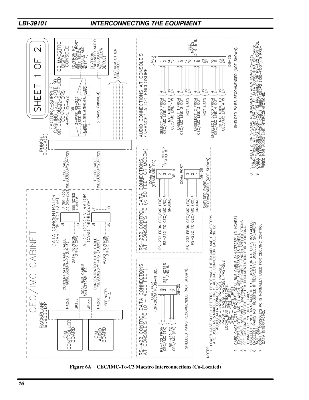 Ericsson LBI-39101A manual CEC/IMC-To-C3 Maestro Interconnections Co-Located 