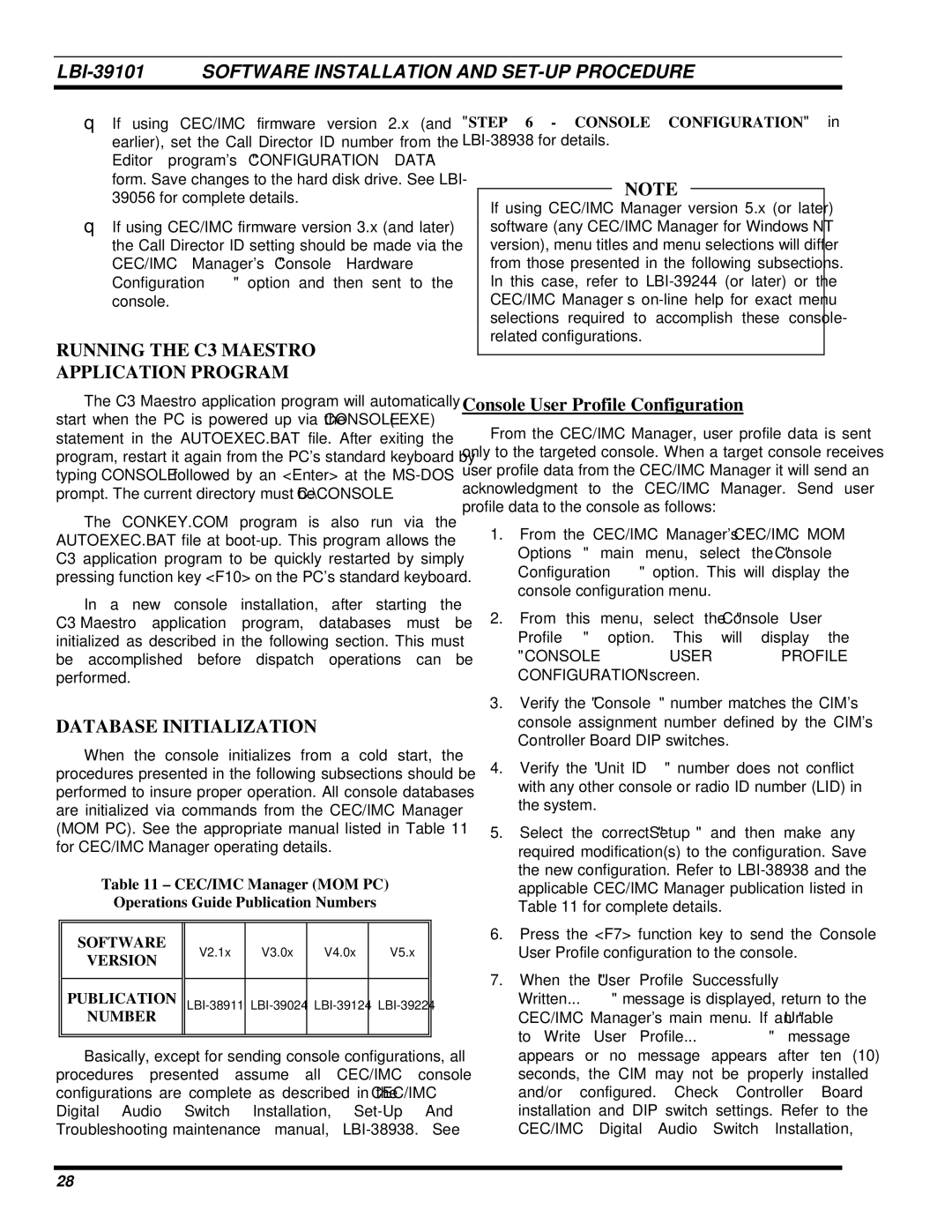 Ericsson LBI-39101A manual Running the C3 Maestro Application Program, Database Initialization 