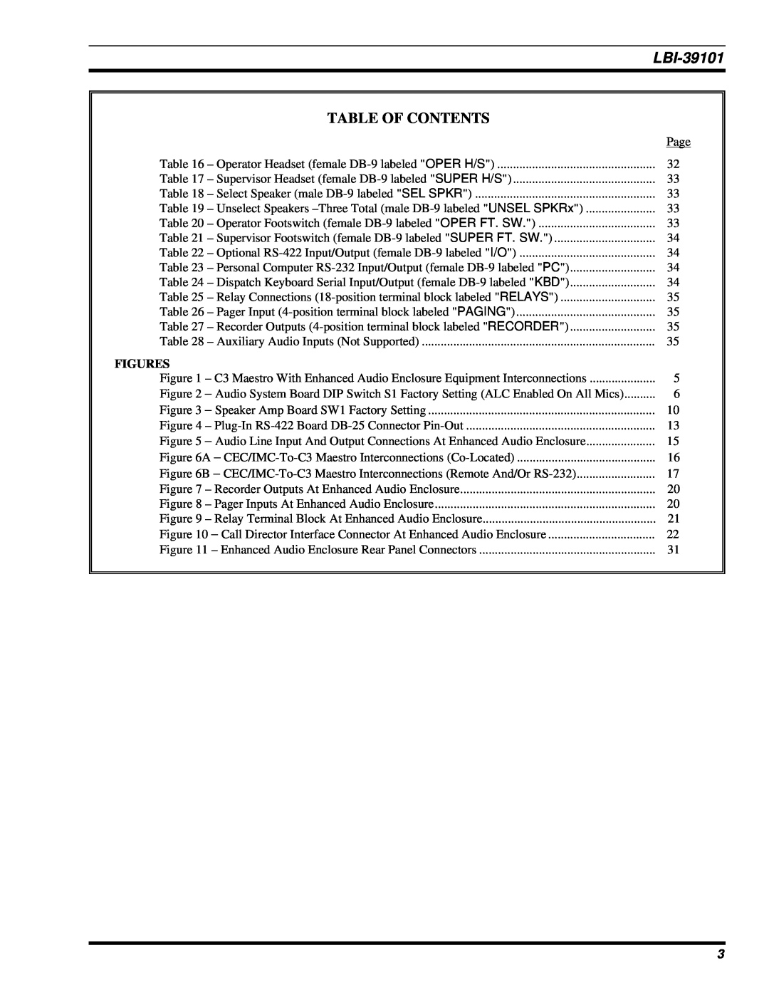 Ericsson LBI-39101A manual Table Of Contents, Figures 