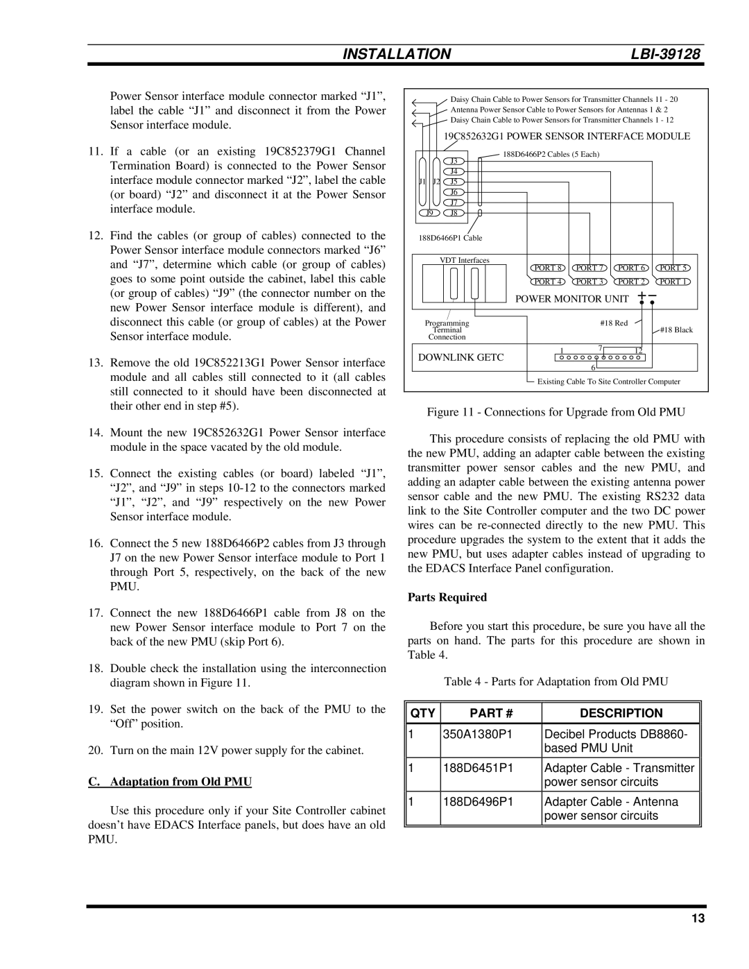 Ericsson LBI-39128 manual Adaptation from Old PMU 