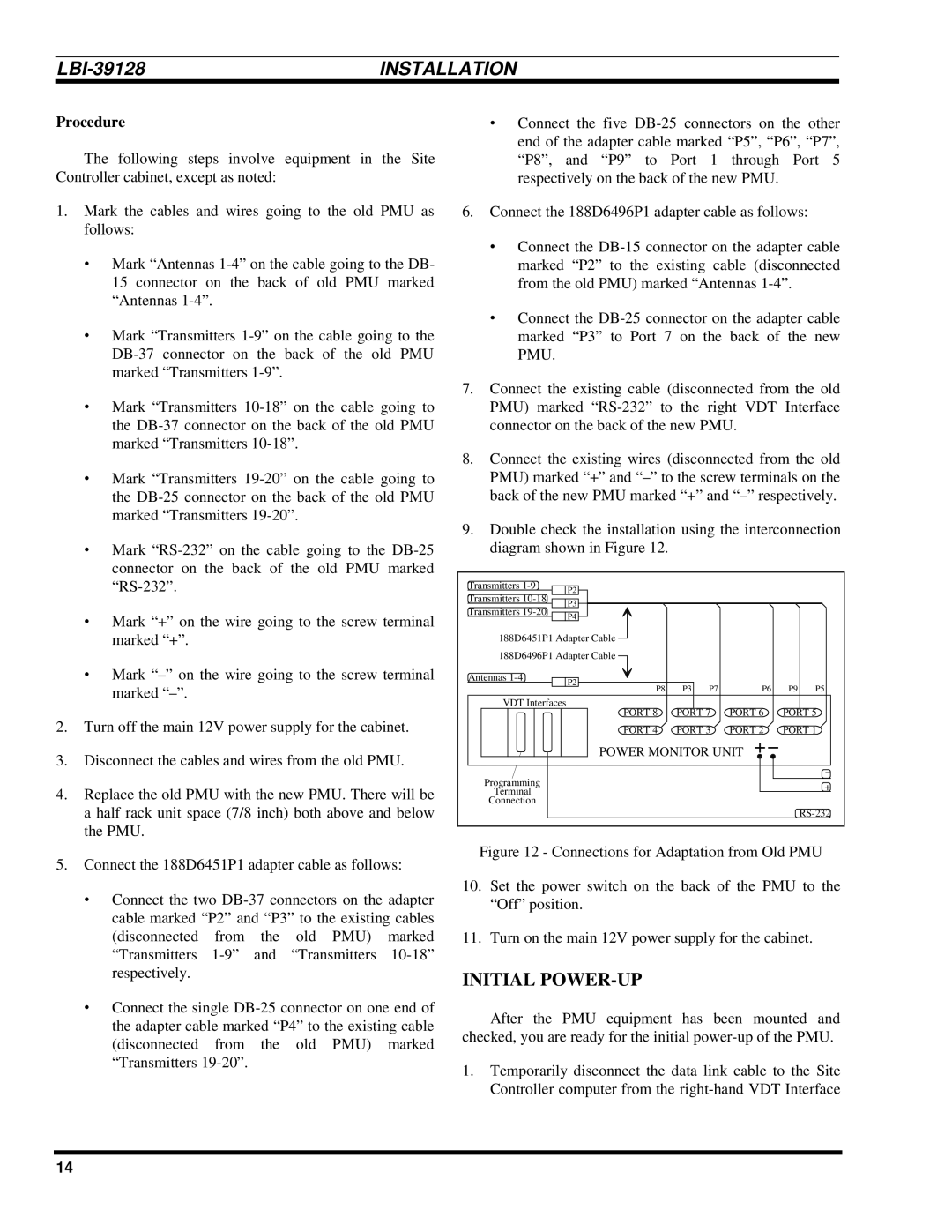 Ericsson LBI-39128 manual Initial POWER-UP 