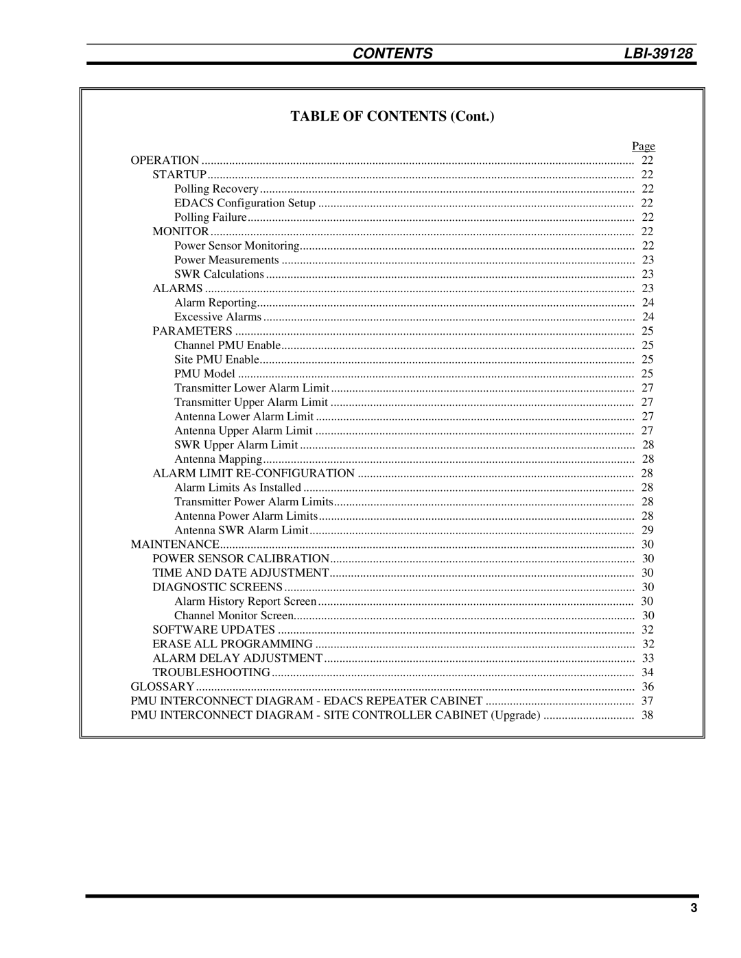 Ericsson LBI-39128 manual Table of Contents 