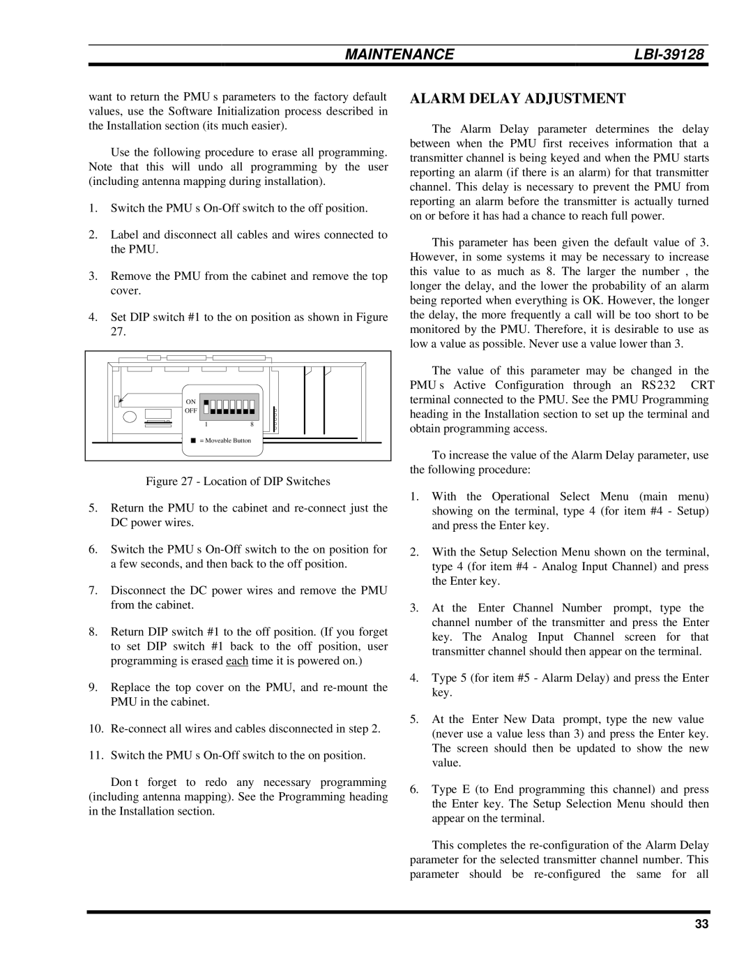 Ericsson LBI-39128 manual Alarm Delay Adjustment 