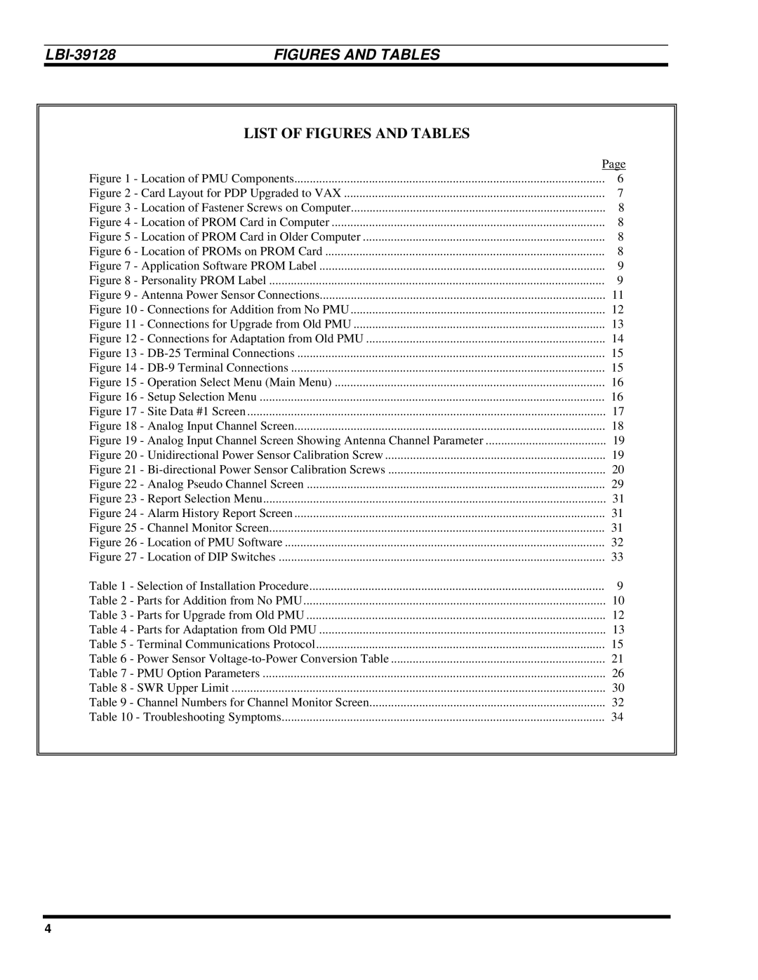 Ericsson LBI-39128 manual List of Figures and Tables 