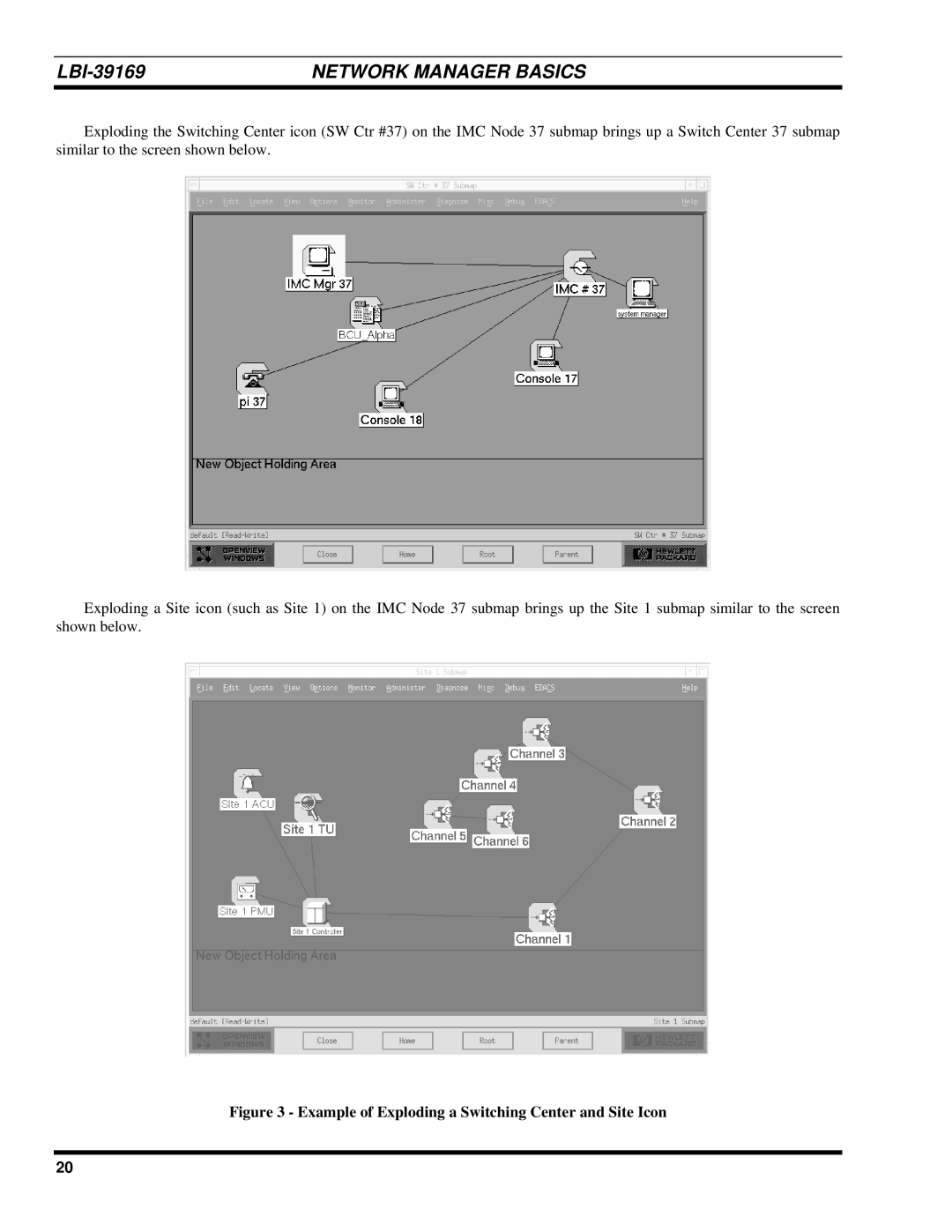 Ericsson LBI-39169 manual Example of Exploding a Switching Center and Site Icon 