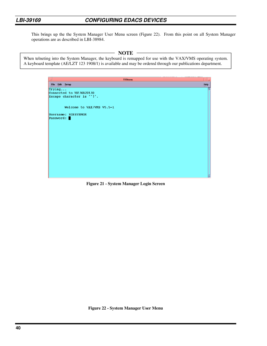 Ericsson LBI-39169 manual System Manager Login Screen 