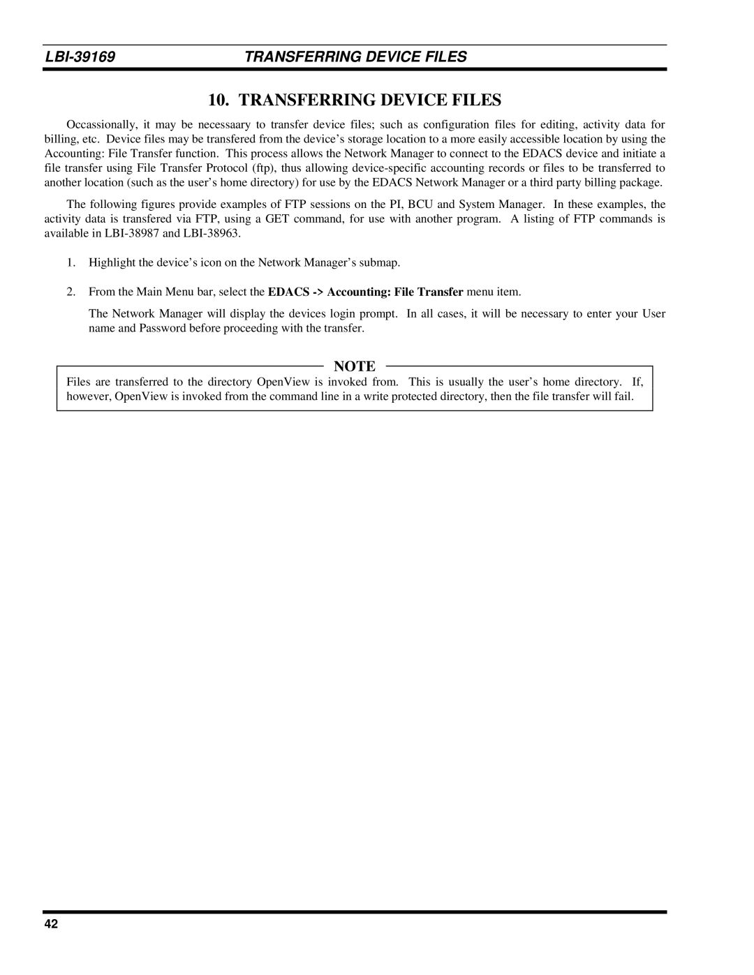 Ericsson LBI-39169 manual Transferring Device Files 