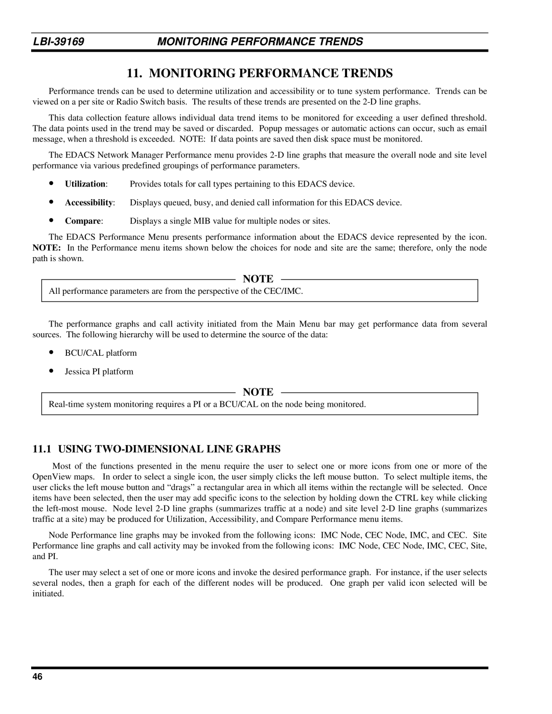 Ericsson LBI-39169 manual Monitoring Performance Trends, Using TWO-DIMENSIONAL Line Graphs 