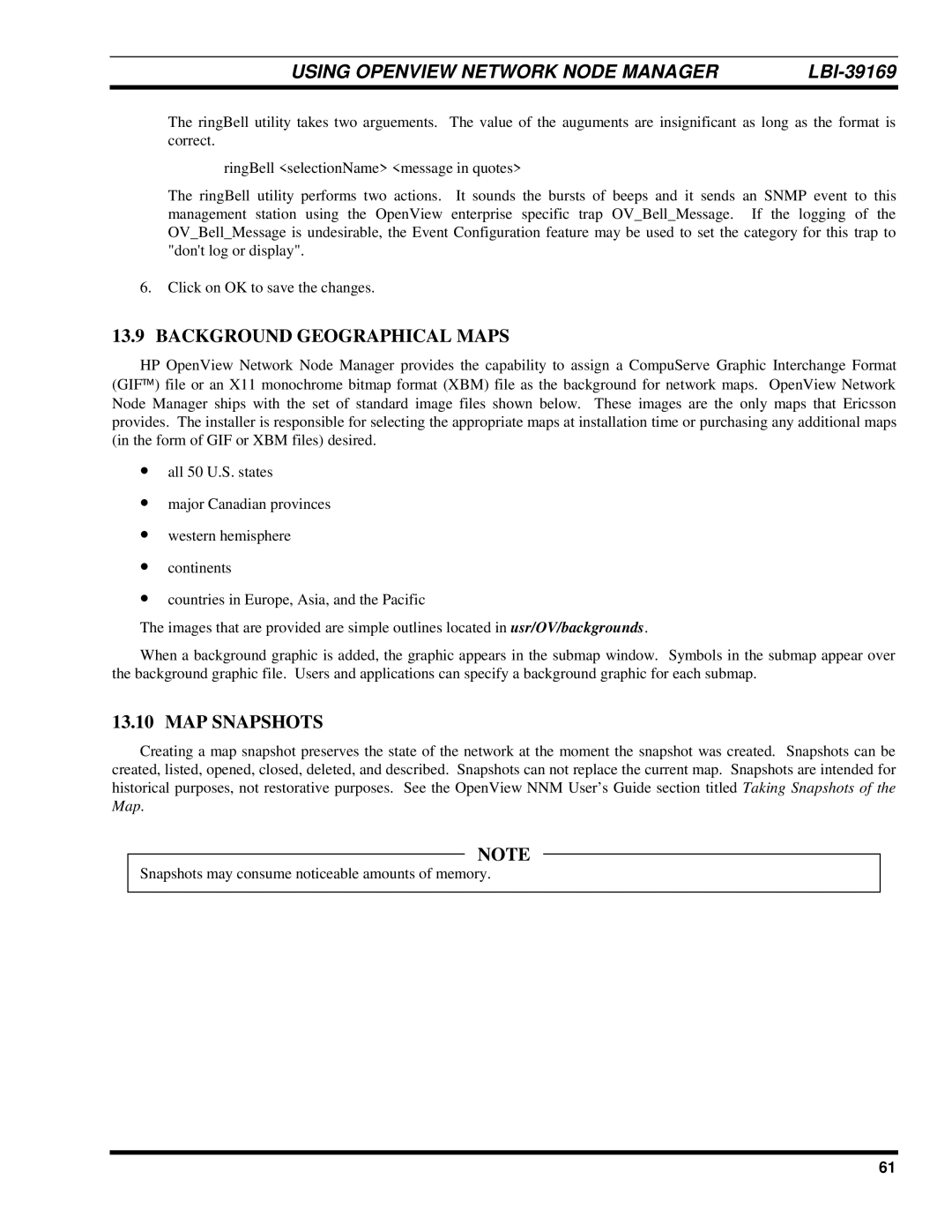 Ericsson LBI-39169 manual Background Geographical Maps, MAP Snapshots 