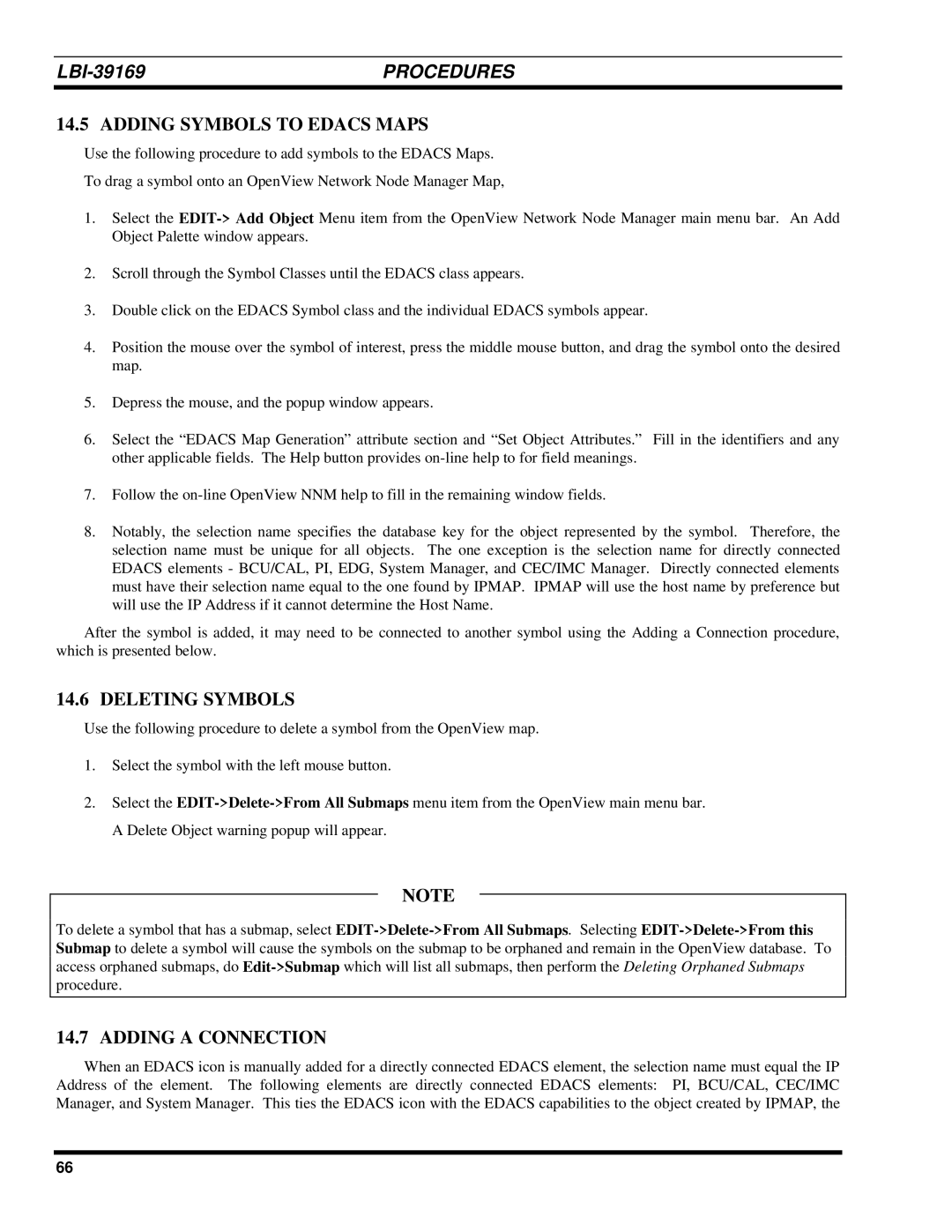 Ericsson LBI-39169 manual Adding Symbols to Edacs Maps, Deleting Symbols, Adding a Connection 