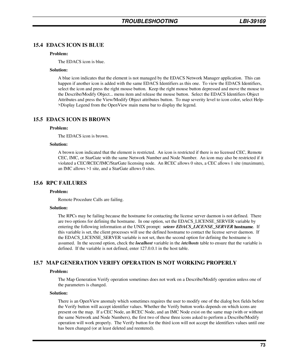 Ericsson LBI-39169 manual Edacs Icon is Blue, Edacs Icon is Brown, RPC Failures 