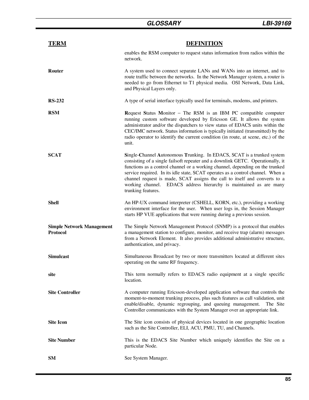 Ericsson LBI-39169 manual Rsm, Scat 