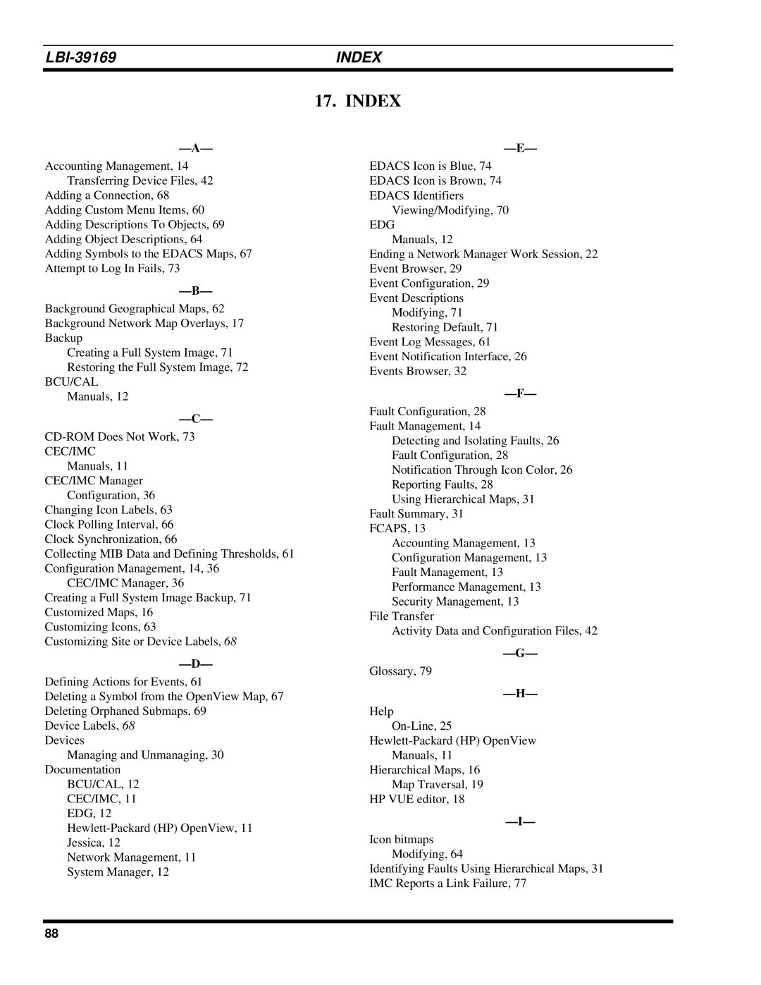 Ericsson LBI-39169 manual Index 