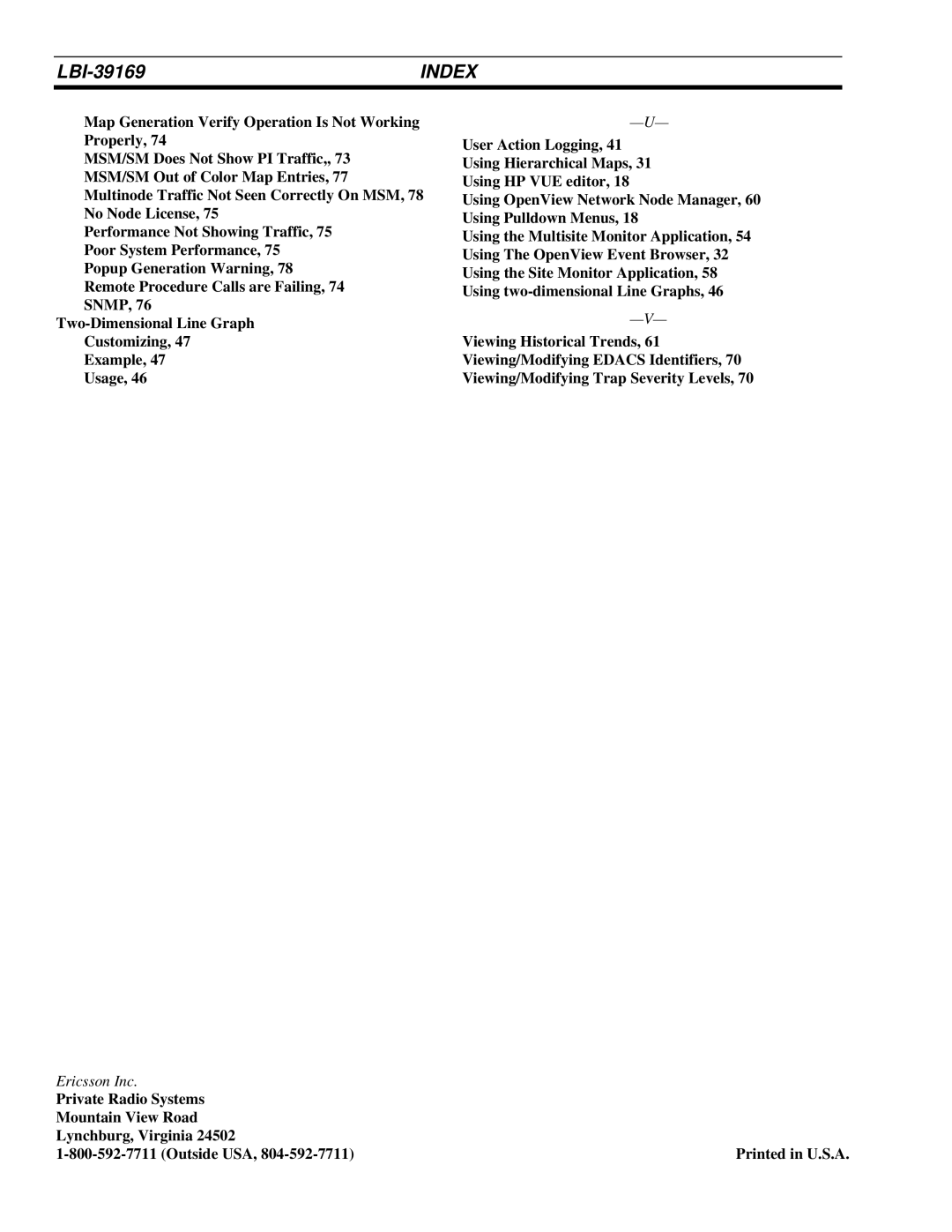 Ericsson LBI-39169 manual Ericsson Inc 