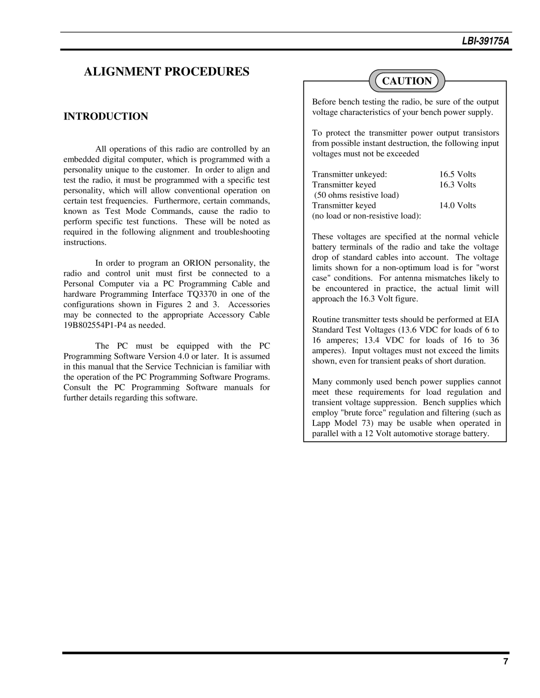 Ericsson LBI-39175A manual Alignment Procedures, Introduction 