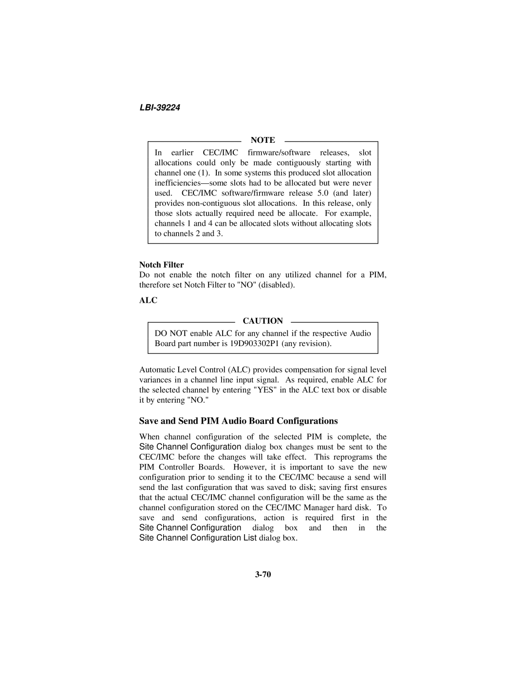 Ericsson LBI-39224 manual Save and Send PIM Audio Board Configurations, Notch Filter 