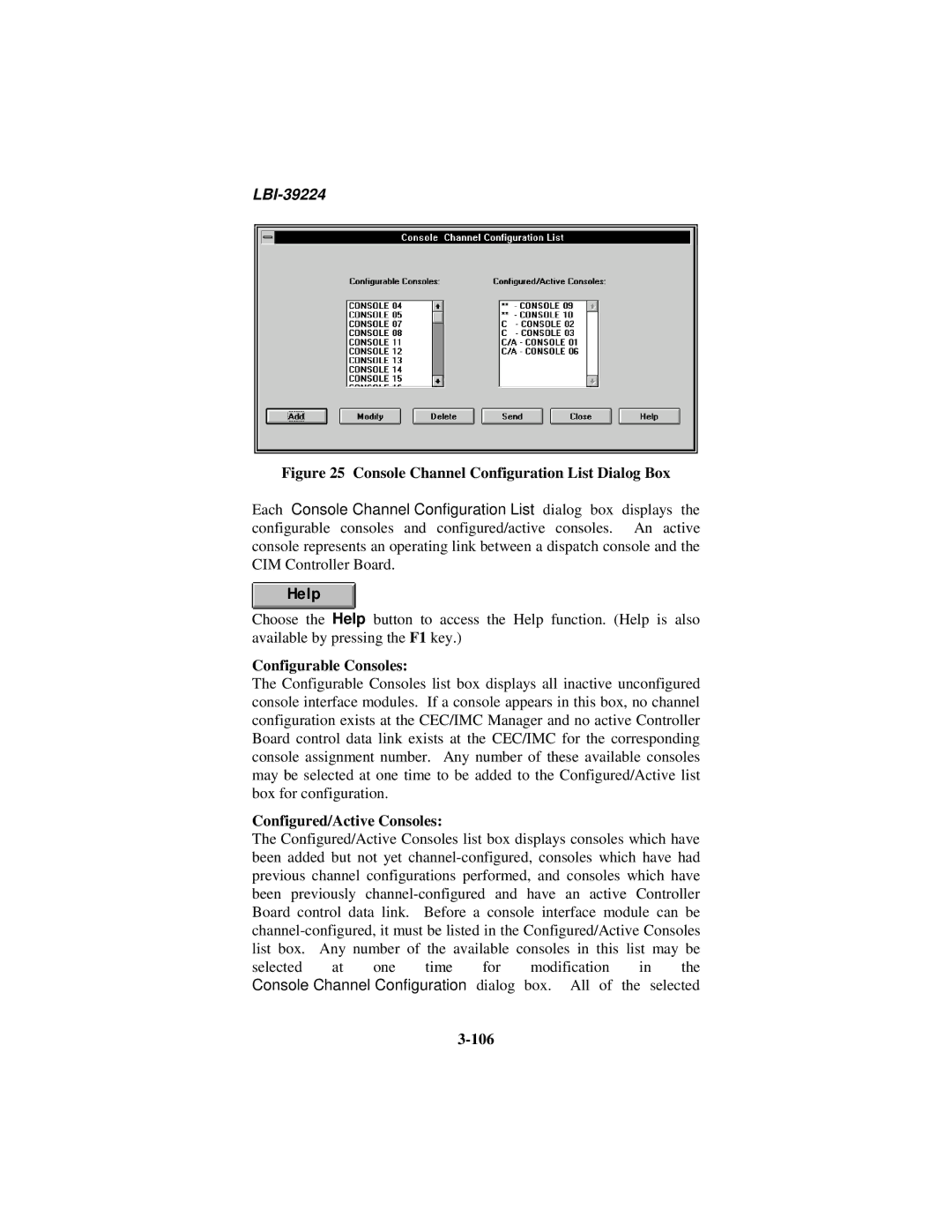 Ericsson LBI-39224 manual Configurable Consoles, Configured/Active Consoles, 106 