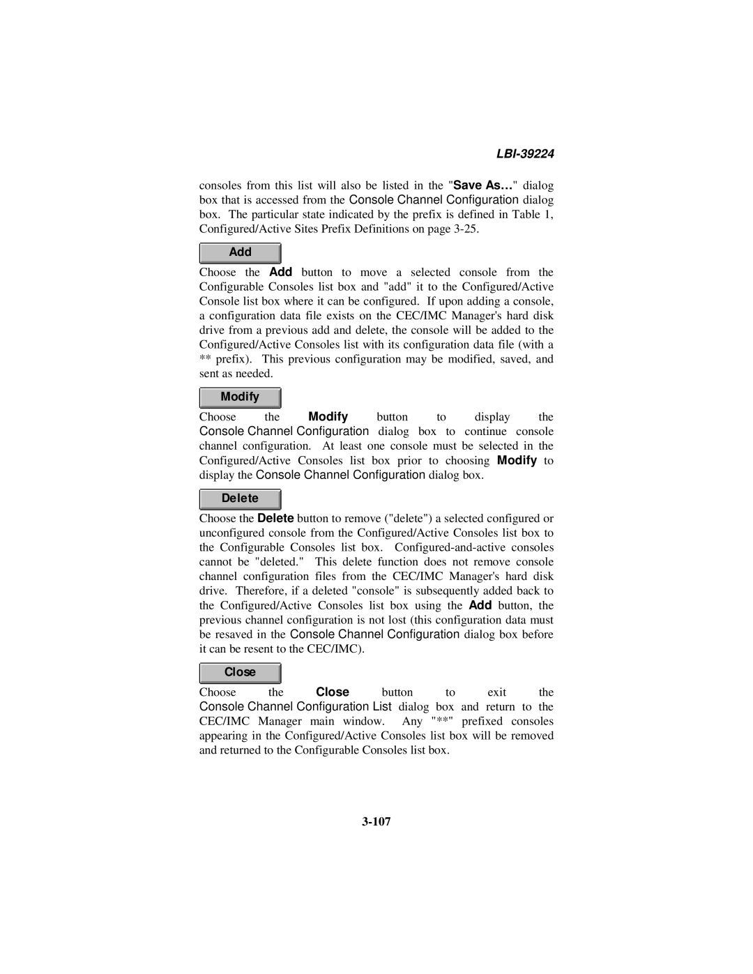 Ericsson LBI-39224 manual Console Channel Configuration, 107 