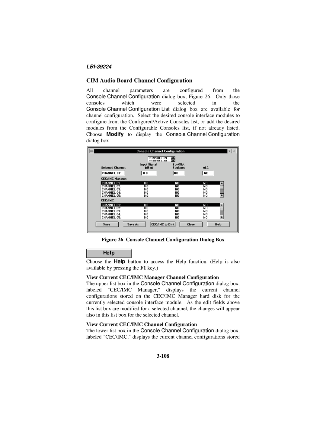 Ericsson LBI-39224 manual CIM Audio Board Channel Configuration, 108 