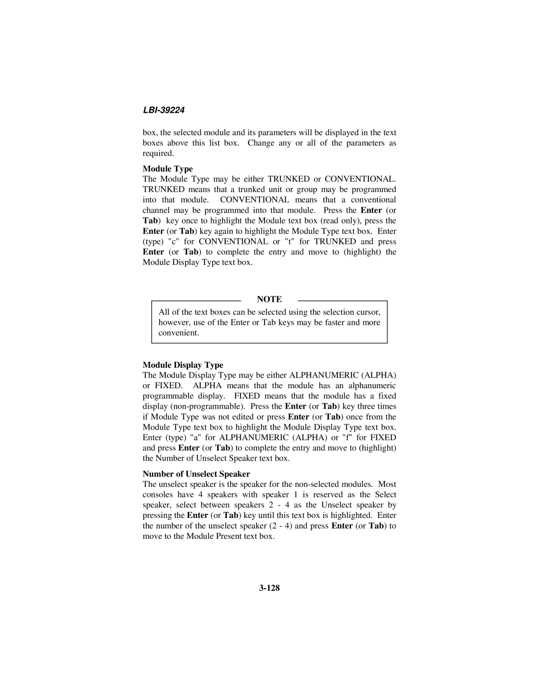 Ericsson LBI-39224 manual Module Type, Module Display Type, Number of Unselect Speaker, 128 