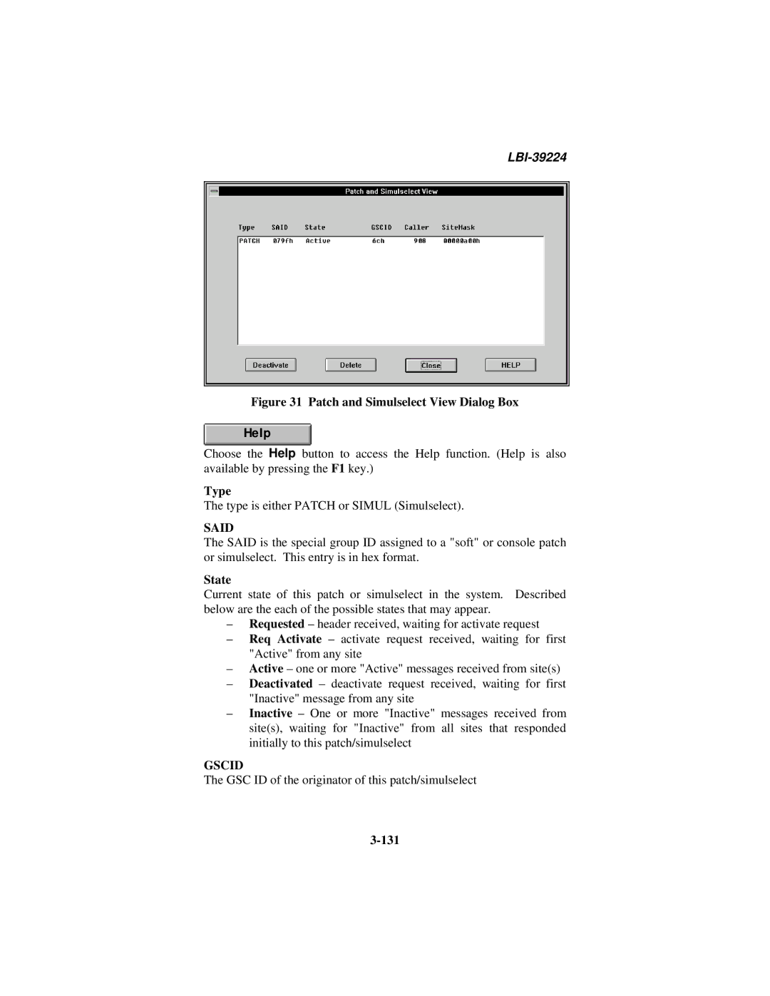 Ericsson LBI-39224 manual Type, Said, State, Gscid, 131 