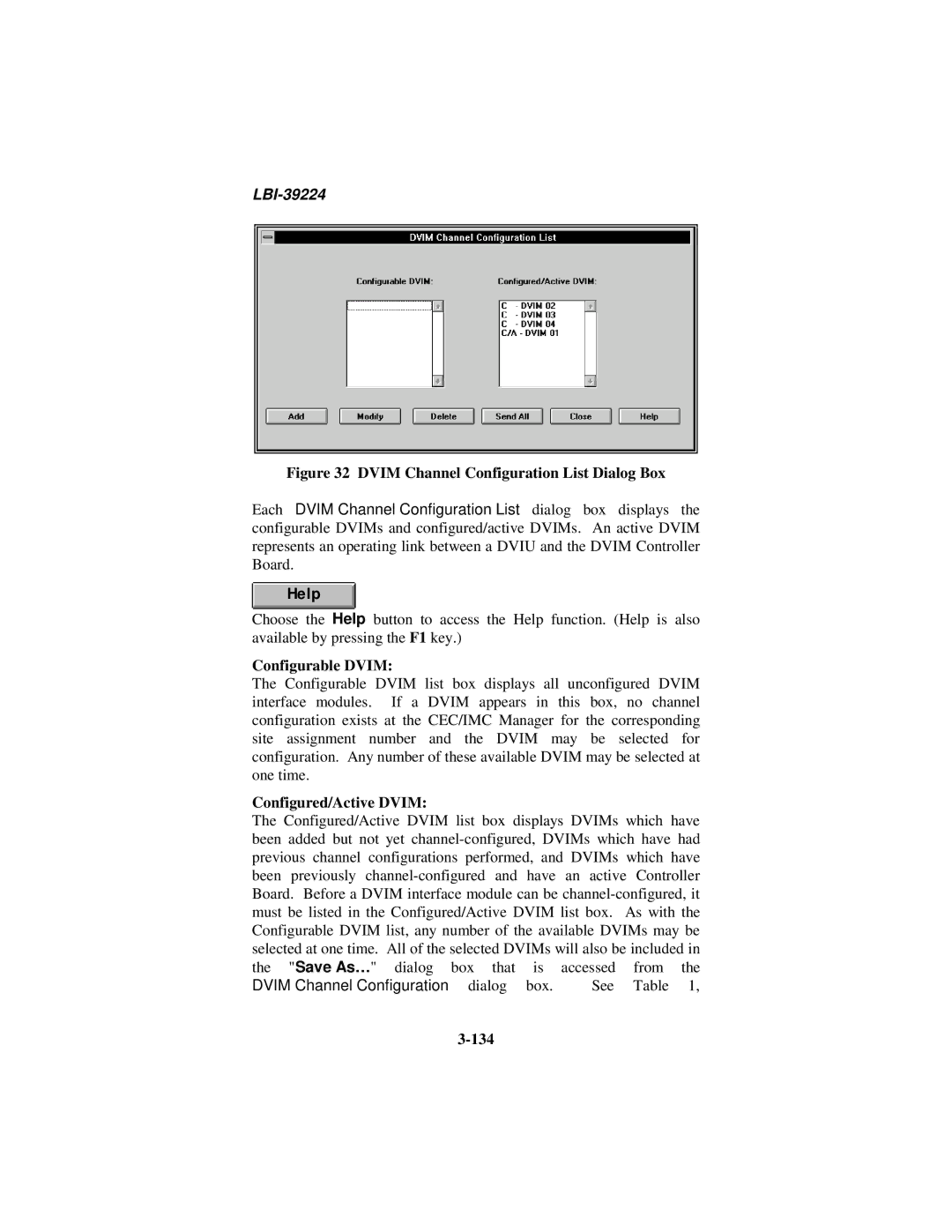 Ericsson LBI-39224 manual Configurable Dvim, Configured/Active Dvim, 134 