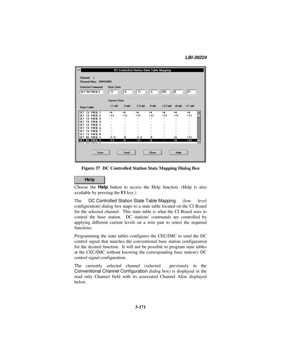 Ericsson LBI-39224 manual DC Controlled Station State Mapping Dialog Box, 171 