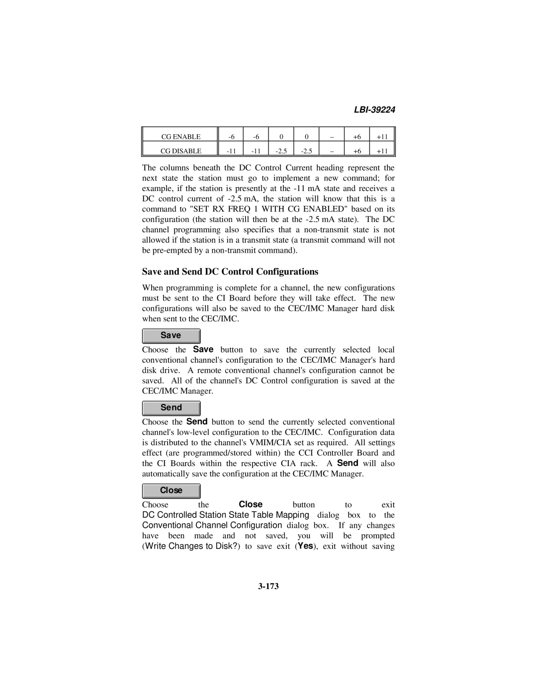 Ericsson LBI-39224 manual Save and Send DC Control Configurations, 173 