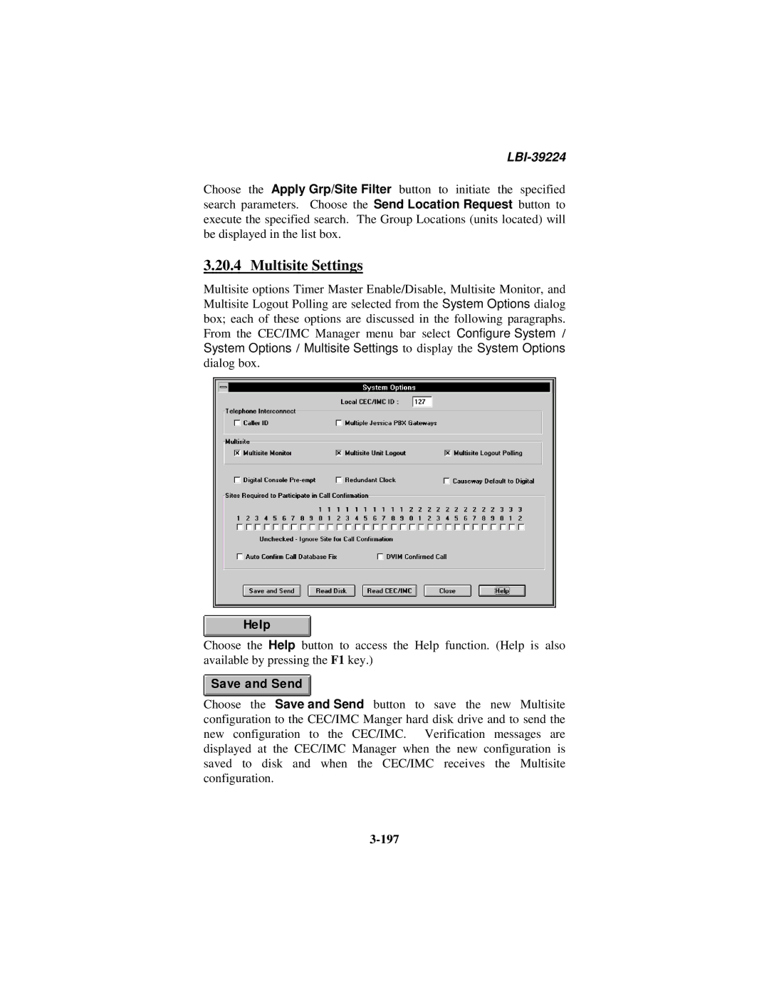 Ericsson LBI-39224 manual Multisite Settings, 197 