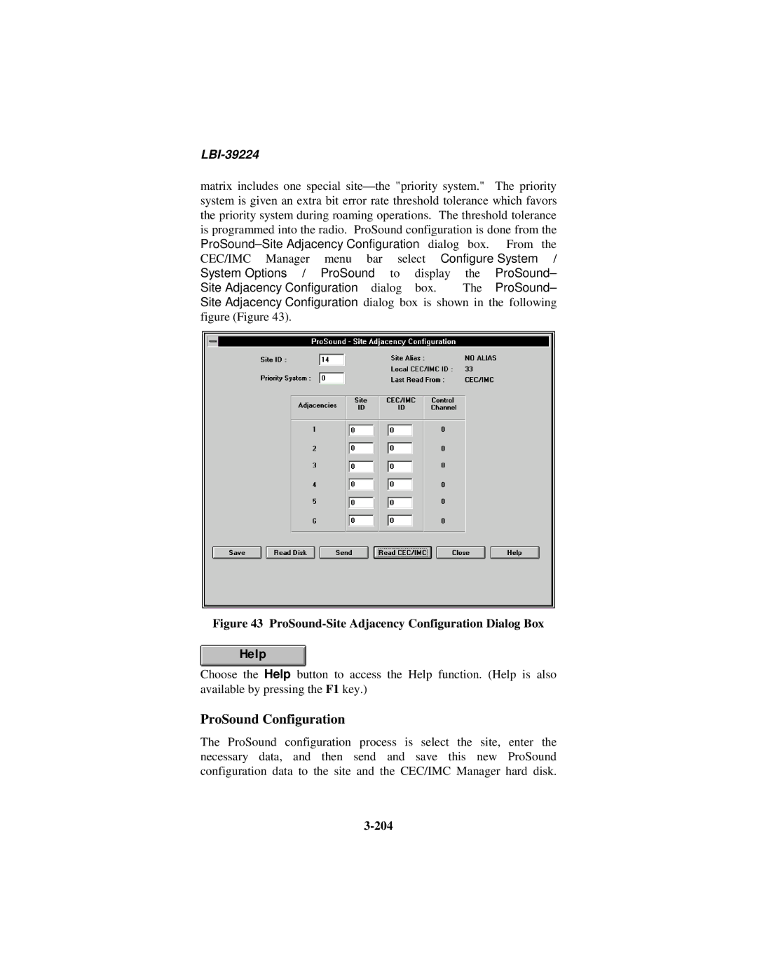 Ericsson LBI-39224 manual ProSound Configuration, 204 