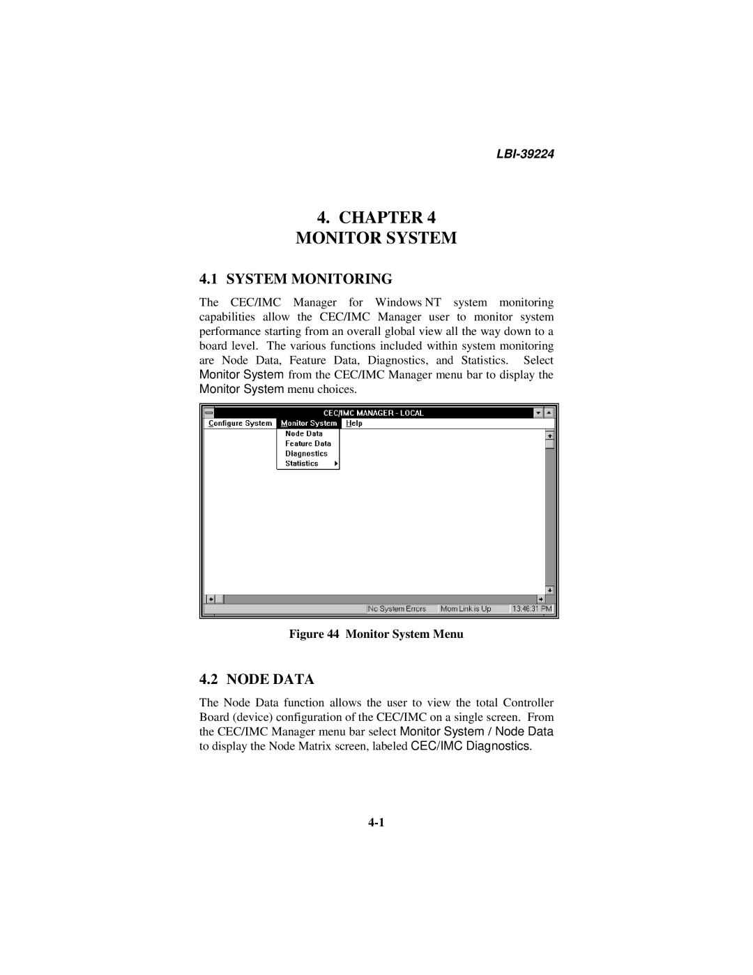 Ericsson LBI-39224 manual System Monitoring, Node Data 