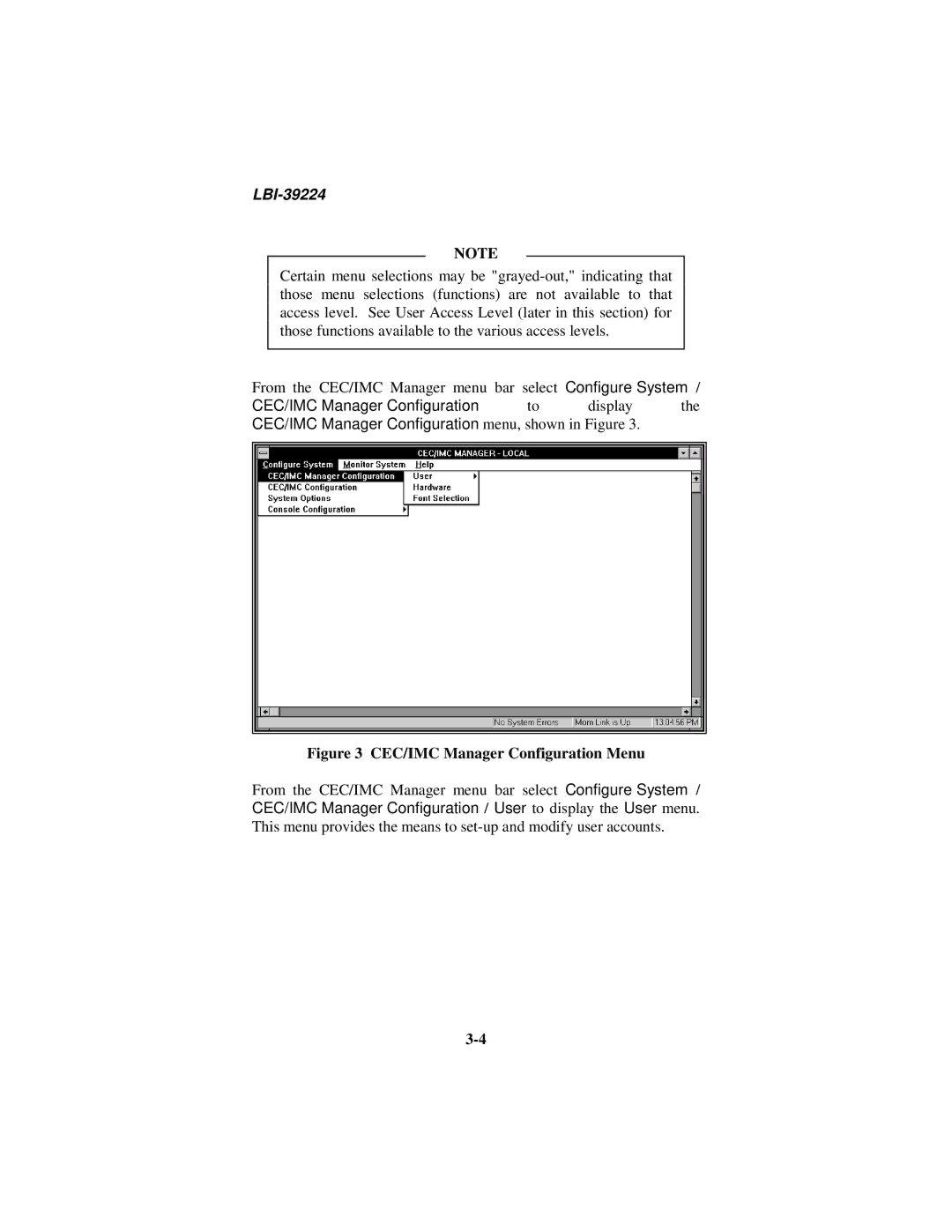 Ericsson LBI-39224 manual CEC/IMC Manager Configuration Menu 