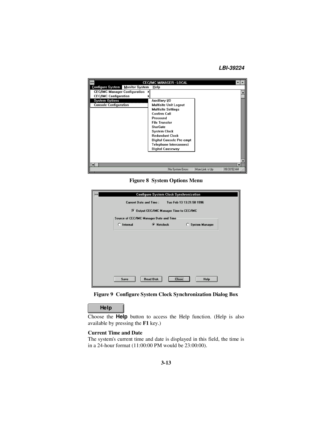 Ericsson LBI-39224 manual System Options Menu, Current Time and Date 